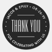 Chic Deko Typografie Vielen Dank Black & White Runder Aufkleber (Vorderseite)