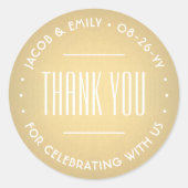 Chic Deko Typografie Vielen Dank Imitate Gold Foil Runder Aufkleber (Vorderseite)