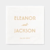 Chic Deko Typografy Names Stylish Vintage Wedding Servietten Mit Folie (Vorderseite)