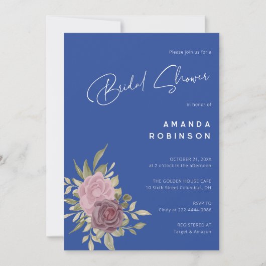 Chic Delft Blau-Weiß-Brautparty Einladung (Vorderseite)