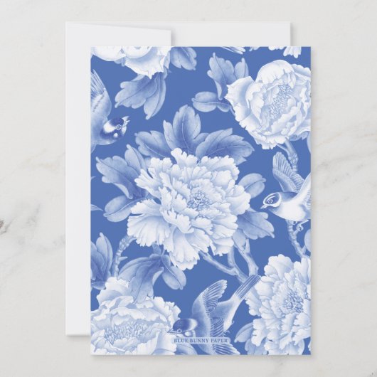 Chic Delft Blue Chinoiserie Brautparty Einladung (Rückseite)