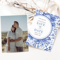 Chic Delft Blue Chinoiserie Wedding Save the Date