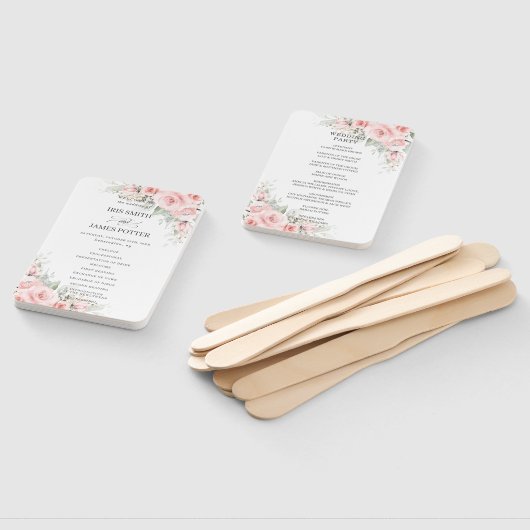Chic Delicate Blush Pink Floral Wedding Programm Fächer (Non-assembled)