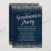 Chic Denim and Diamonds Graduation Party Einladung (Vorne/Hinten)