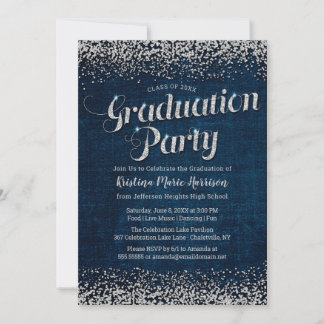 Chic Denim and Diamonds Graduation Party Einladung
