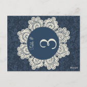 Chic Denim & Ivory Lace Wedding Tischnummer Cards (Rückseite)