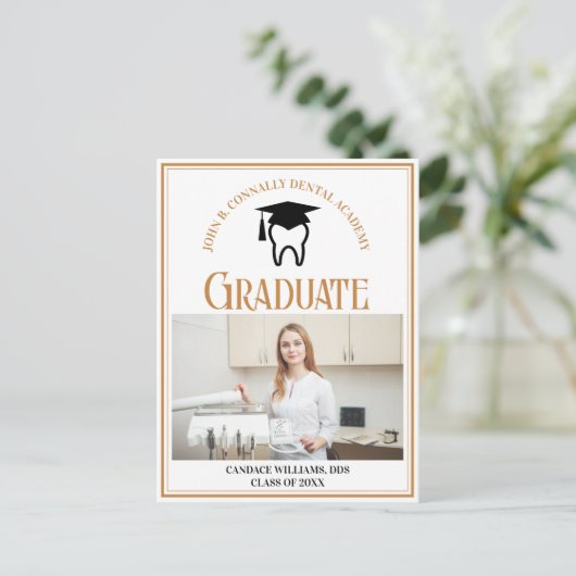 Chic Dental School Foto Custom Abschluss Ankündigungspostkarte (Stehend Vorderseite)