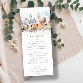 Chic Denver Colorado Skyline Wedding Menu Card Einladung