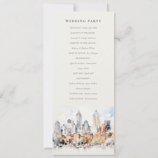 Chic Denver Colorado Skyline Wedding Program Einladung (Rückseite)
