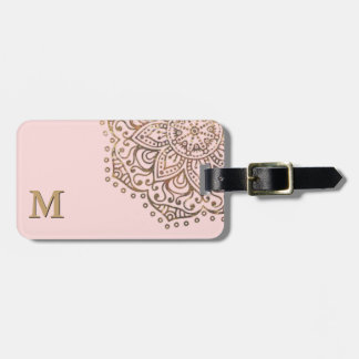 Chic des GoldMandala-Monogramm-| erröten rosa Boho Gepäckanhänger