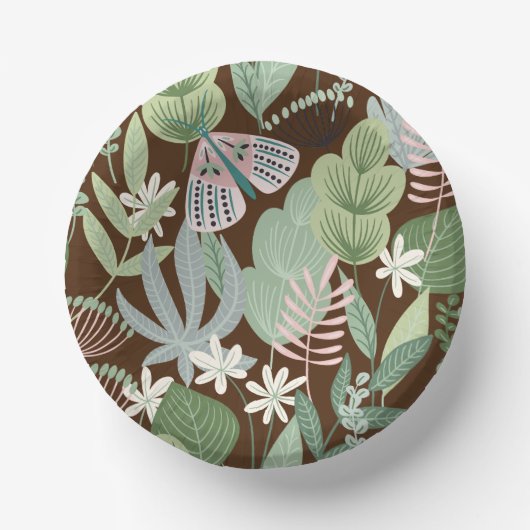 Chic Desert Brown Retro Butterfly Foliage Garden Pappteller (Vorderseite)