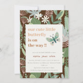 Chic Desert Retro Butterfly Garden Baby Dusche Einladung (Vorderseite)