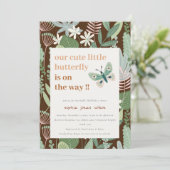 Chic Desert Retro Butterfly Garden Baby Dusche Einladung (Stehend Vorderseite)