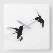 Chic Design Hummingbird Clock Quadratische Wanduhr (Vorderseite)