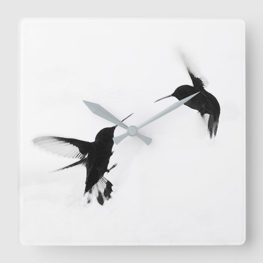 Chic Design Hummingbird Clock Quadratische Wanduhr (Vorderseite)