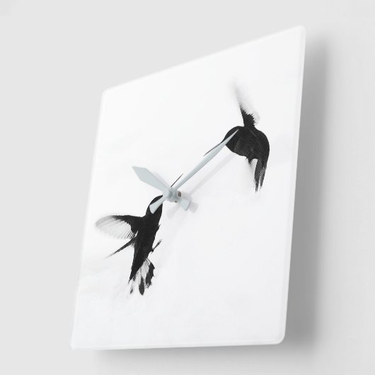 Chic Design Hummingbird Clock Quadratische Wanduhr (Winkel)