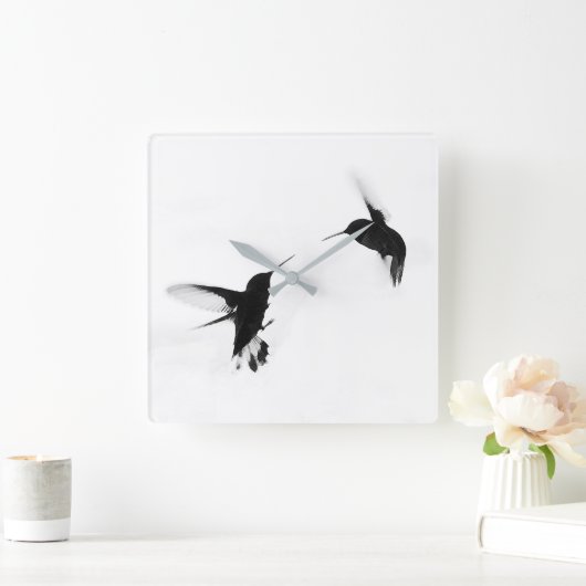 Chic Design Hummingbird Clock Quadratische Wanduhr (Zuhause)