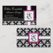 Chic Designer Lady Pink und Black Monogram Visitenkarte (Vorne/Hinten)
