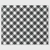 Chic Diagonal Schwarz-Weiß-Kariertes Muster Geschenkpapier (Flach)