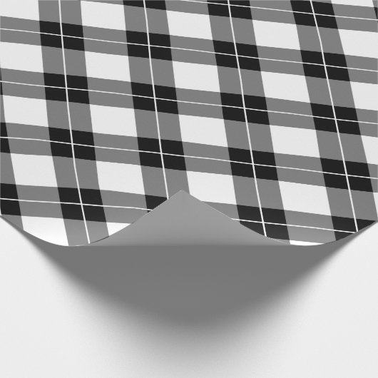 Chic Diagonal Schwarz-Weiß-Kariertes Muster Geschenkpapier (Ecke)