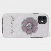 Chic-Diamant-Blume auf weißer Paisley-Spitze Case-Mate iPhone Hülle (Rückseite (Horizontal))