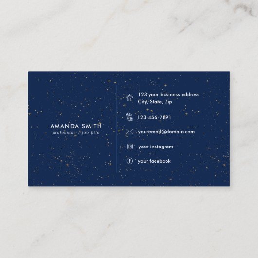 Chic Diamond Blue Agate Initial A Letter Monogram Visitenkarte (Rückseite)