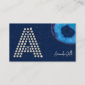 Chic Diamond Blue Agate Initial A Letter Monogram Visitenkarte (Vorderseite)