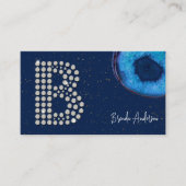 Chic Diamond Blue Agate Initial B Letter Monogram Visitenkarte (Vorderseite)
