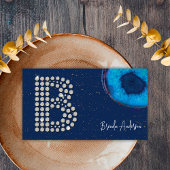 Chic Diamond Blue Agate Initial B Letter Monogram Visitenkarte