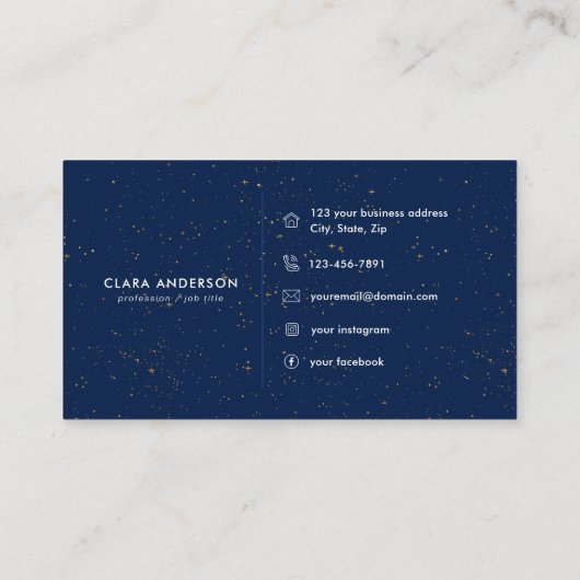 Chic Diamond Blue Agate Initial C Letter Monogram Visitenkarte (Rückseite)