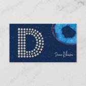 Chic Diamond Blue Agate Initial D Letter Monogram Visitenkarte (Vorderseite)