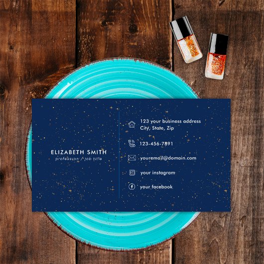 Chic Diamond Blue Agate Initial E Letter Monogram Visitenkarte