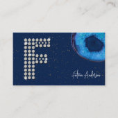 Chic Diamond Blue Agate Initial F Letter Monogram Visitenkarte (Vorderseite)
