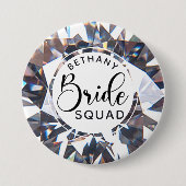 Chic Diamond Bride Squad Personalisiert Button (Vorderseite)