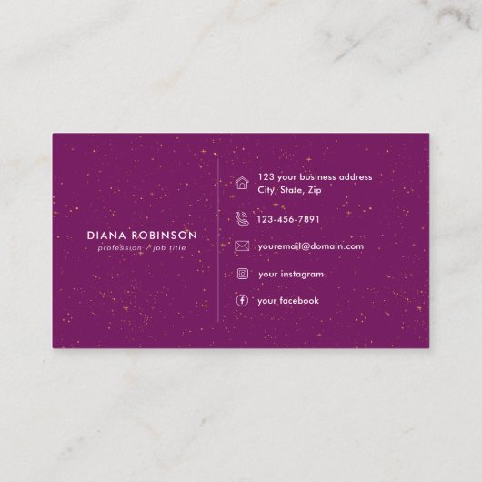 Chic Diamond Plum Agate Initial Letter D Monogram Visitenkarte (Rückseite)
