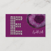 Chic Diamond Plum Agate Initial Letter E Monogram Visitenkarte (Vorderseite)