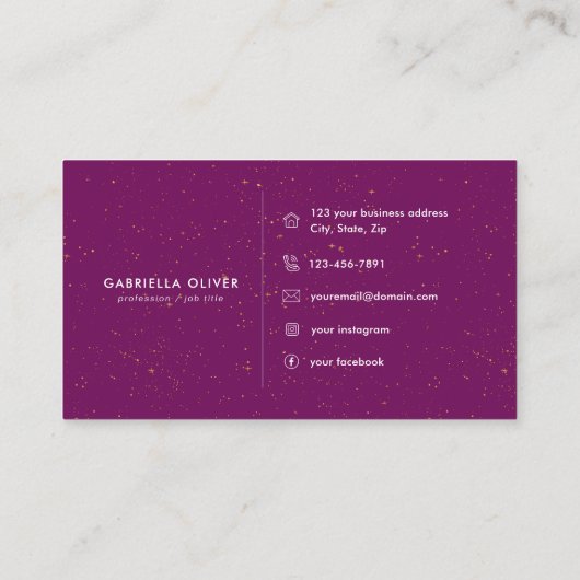 Chic Diamond Plum Agate Initial Letter G Monogram Visitenkarte (Rückseite)