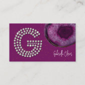 Chic Diamond Plum Agate Initial Letter G Monogram Visitenkarte (Vorderseite)
