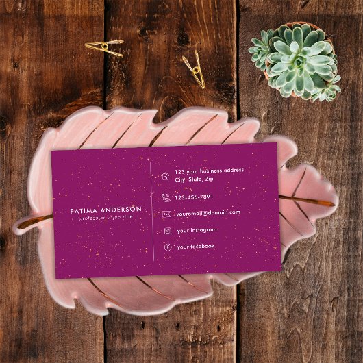 Chic Diamond Plum Agate Initialbrief F Monogram Visitenkarte