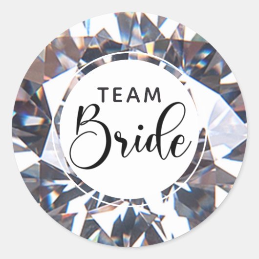 Chic Diamond Script Team Bride Runder Aufkleber (Vorderseite)