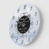 Chic Diamonds Blue Bokeh 50th Wedding Anniversary Große Wanduhr (Winkel)