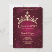 Chic Diamonds Crown Burgundy Quinceañera Einladung (Vorderseite)