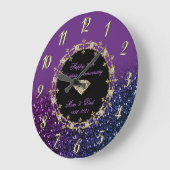 Chic Diamonds Glitzer 25. Hochzeit Große Wanduhr (Winkel)