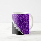 Chic Diamonds Lila Glitzer Mit Monogramm Kaffeetasse (VorderseiteRechts)