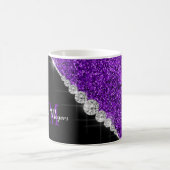 Chic Diamonds Lila Glitzer Mit Monogramm Kaffeetasse (Mittel)