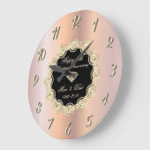 Chic Diamonds Rose Gold 50 Wedding Anniversary Große Wanduhr (Winkel)