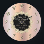 Chic Diamonds Rose Gold 50 Wedding Anniversary Große Wanduhr<br><div class="desc">Elegante Golddiamanten Hochzeitstag Uhr.</div>