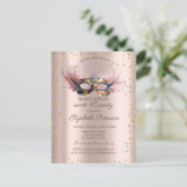 Chic Diamonds Rose Gold Masquerade Sweet 16   Einladungspostkarte (Stehend Vorderseite)