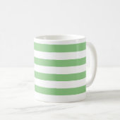 Chic dick Light Green & White Horizontal Streifen Kaffeetasse (VorderseiteRechts)
