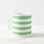 Chic dick Light Green & White Horizontal Streifen Kaffeetasse (Vorderseite Links)